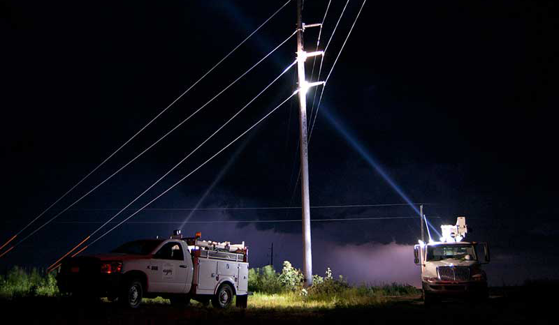 work trucks using Golight spotlights