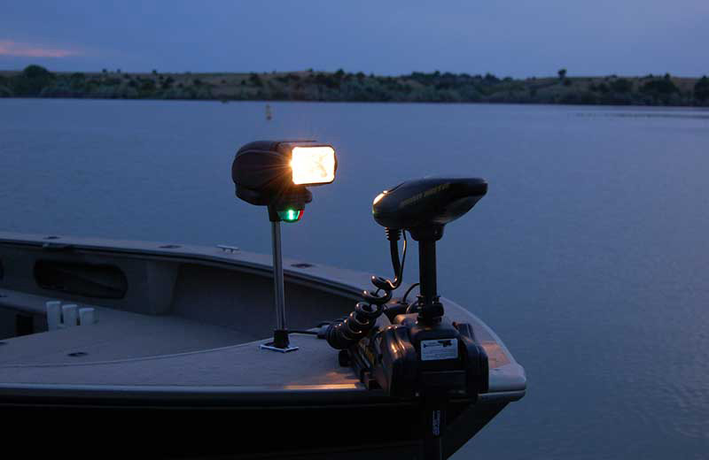 golight mounted on a fishing boat