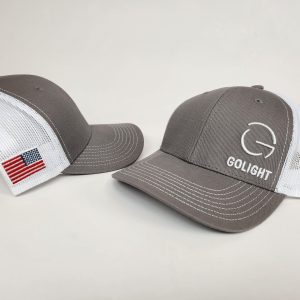 Grey and white ball cap with white Golight logo.